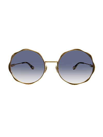 Shop Chloé Ch0184s Sunglasses In Gold Gold Blue