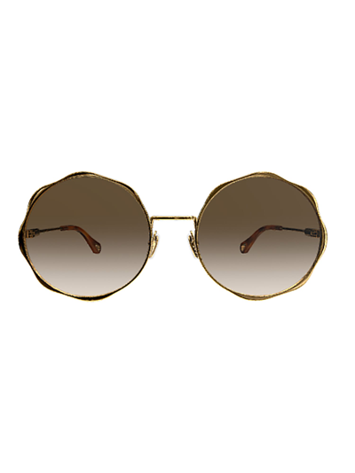 Shop Chloé Ch0184s Sunglasses In Gold Gold Brown