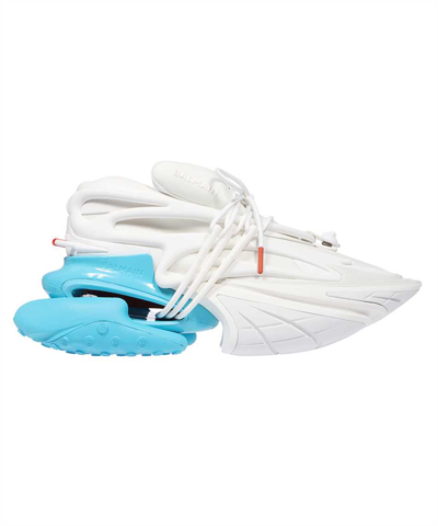 Shop Balmain Unicorn-neoprene&calfskin Sneakers In White