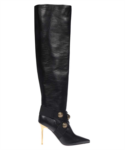 Shop Balmain Alma Leather Boots In Black