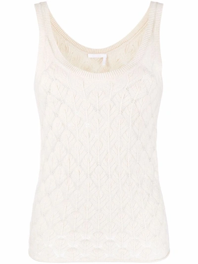 Shop Chloé Merino Wool Sleeveless Top In White