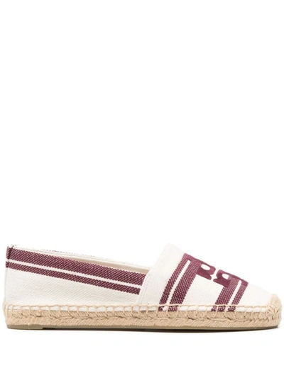 Shop Tory Burch Logo Cotton Espadrilles In Bordeaux