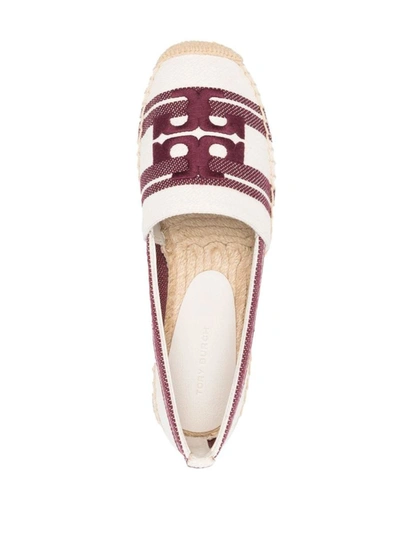 Shop Tory Burch Logo Cotton Espadrilles In Bordeaux