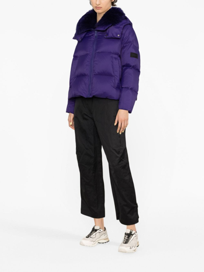 Yves Salomon Hooded Puffer Jacket In Purple