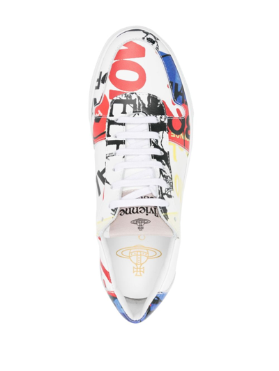 Shop Vivienne Westwood Mix-print Leather Sneakers In White