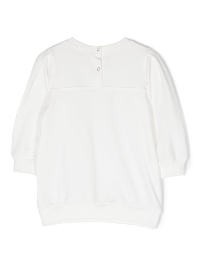 Shop Monnalisa Logo-print Long-sleeve Dress In White