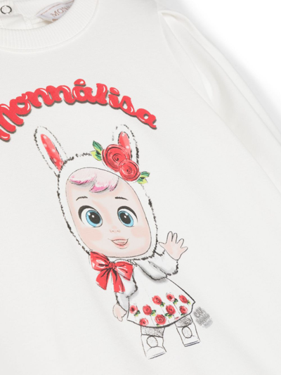 Shop Monnalisa Logo-print Long-sleeve Dress In White