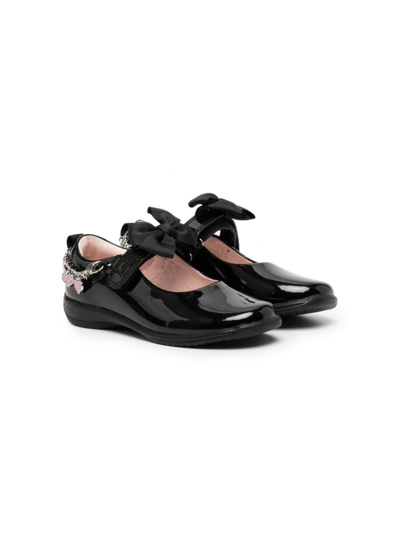 Shop Lelli Kelly Angel Bow-detail Leather Ballerina Shoes In Black