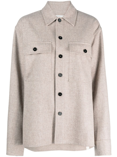 Shop Jil Sander Long-sleeve Virgin-wool Shirt In Neutrals
