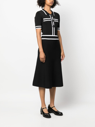 Shop Karl Lagerfeld Contrasting-trim Knit Dress In Black