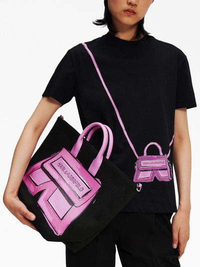 Shop Karl Lagerfeld Ikon/k Canvas Tote Bag In Black