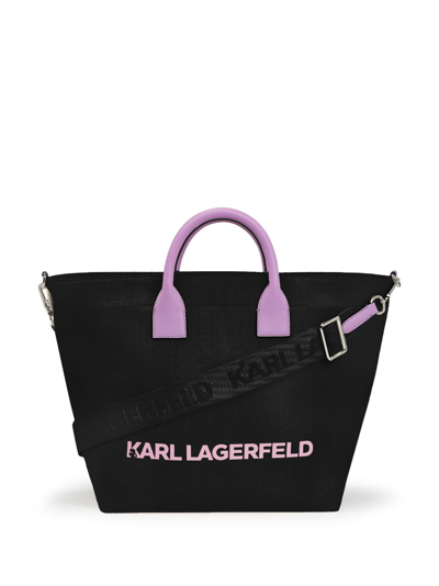Shop Karl Lagerfeld Ikon/k Canvas Tote Bag In Black