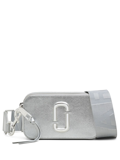 Shop Marc Jacobs The Metallic Snapshot Camera Bag In Silver