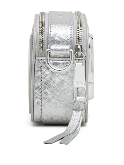 Shop Marc Jacobs The Metallic Snapshot Camera Bag In Silver
