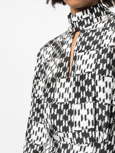Shop Karl Lagerfeld Monogram-jacquard Silk Dress In Black