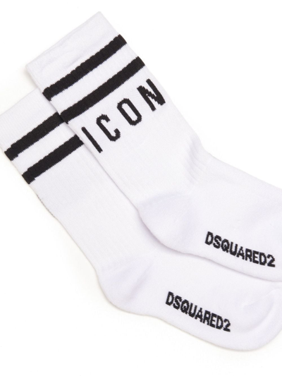 Shop Dsquared2 Intarsia-knit Logo Print Socks In Dqc29