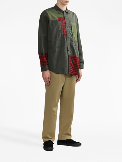 Comme Des Garçons Homme Deux Panelled Button-up Cotton Shirt In Green