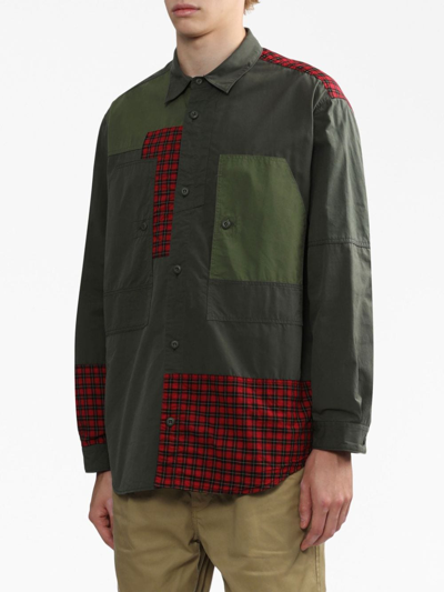 Comme Des Garçons Homme Deux Panelled Button-up Cotton Shirt In Green