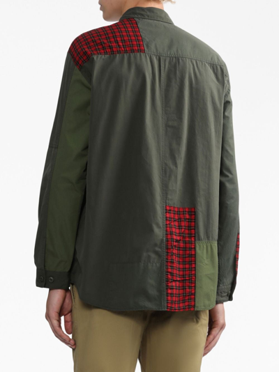 Comme Des Garçons Homme Deux Panelled Button-up Cotton Shirt In Green