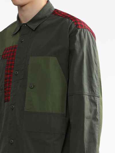 Comme Des Garçons Homme Deux Panelled Button-up Cotton Shirt In Green