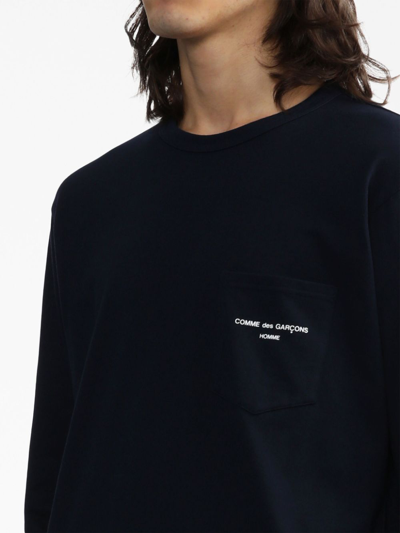 Shop Comme Des Garçons Homme Deux Logo-print Cotton Sweatshirt In Blue