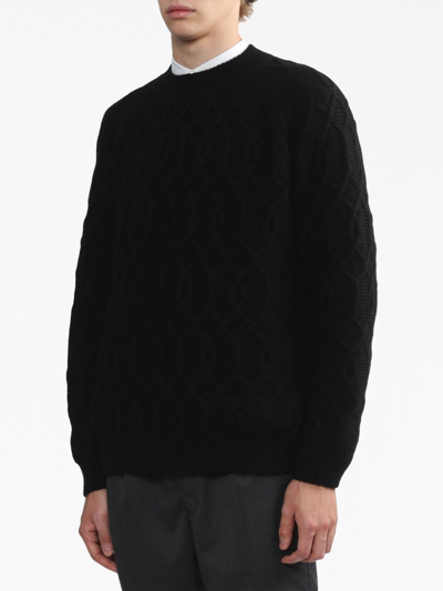Comme Des Garçons Homme Deux Geometric-pattern Wool Jumper In Black