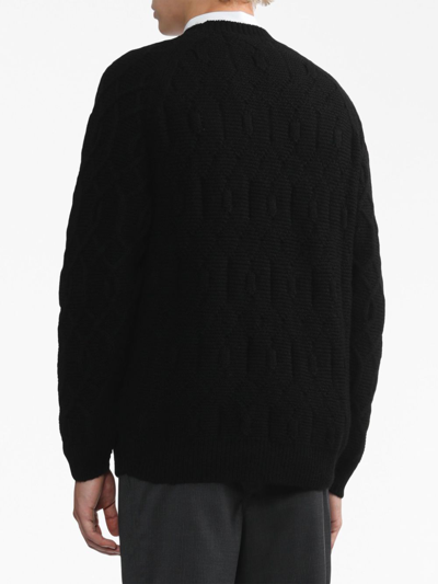 Comme Des Garçons Homme Deux Geometric-pattern Wool Jumper In Black