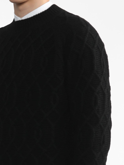 Comme Des Garçons Homme Deux Geometric-pattern Wool Jumper In Black
