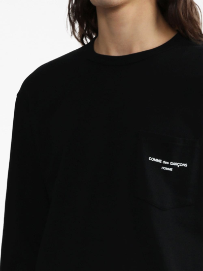 Shop Comme Des Garçons Homme Deux Logo-embroidered Cotton Sweatshirt In Black