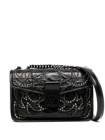 Shop Mcm Small Travia Chain Shoulder Bag In Black