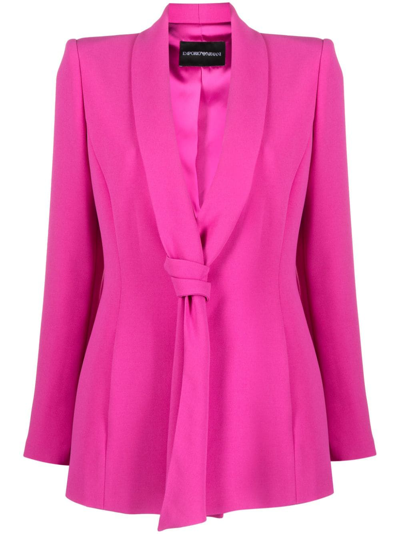 Shop Emporio Armani Scarf-detail Single-breasted Blazer In Pink