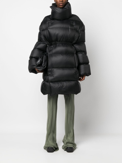 Rick Owens Drella Jumbo Down Poncho Coat In Black