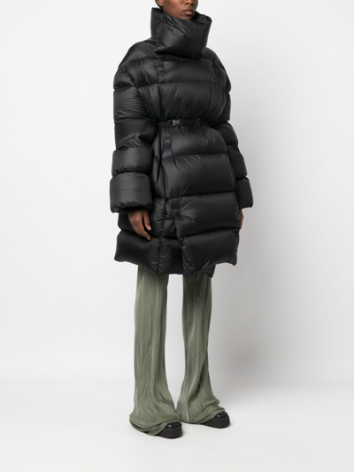 Rick Owens Drella Jumbo Down Poncho Coat In Black