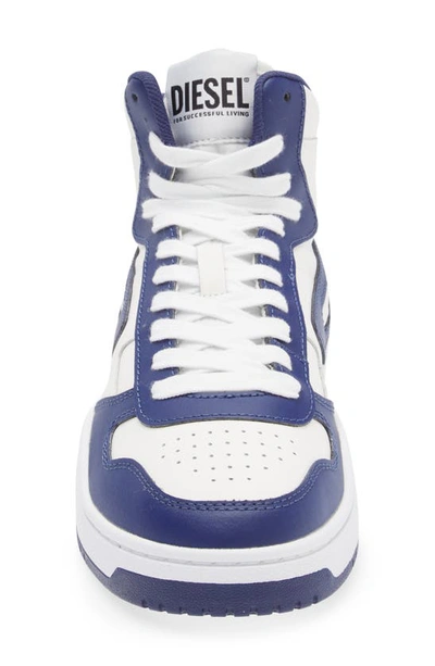 Shop Diesel Ukiyo Mid Sneaker In White/ Blue Multi