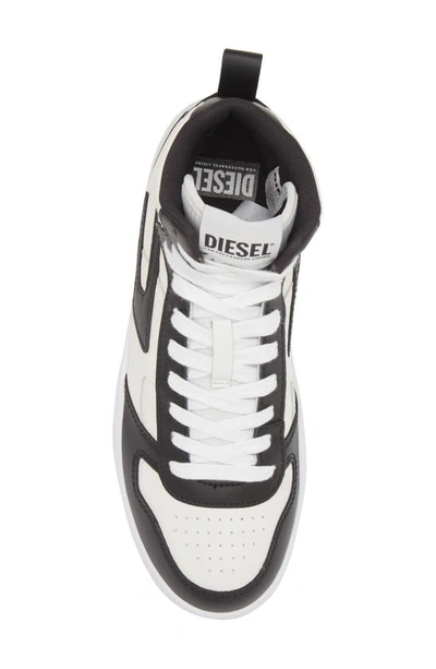 Shop Diesel Ukiyo Mid Sneaker In White/ Black Multi