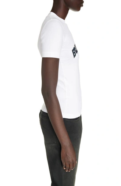 Shop Balenciaga Fitted Backflip Logo Graphic T-shirt In White/ Black