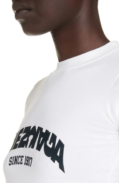 Shop Balenciaga Fitted Backflip Logo Graphic T-shirt In White/ Black