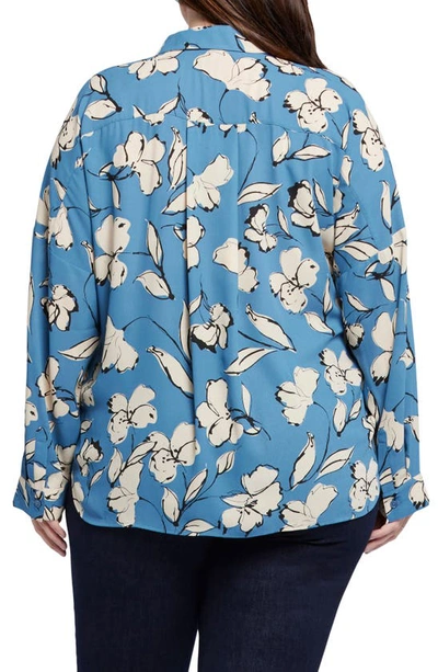 Shop Nydj Becky Recycled Polyester Georgette Popover Blouse In La Grande