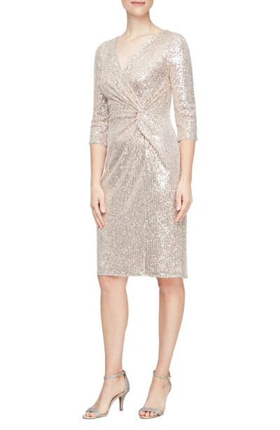 Shop Alex Evenings Sequin Sheath Cocktail Dress In Taupe
