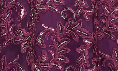 Shop Alex Evenings Embroidered Tulle Gown With Shawl In Plum