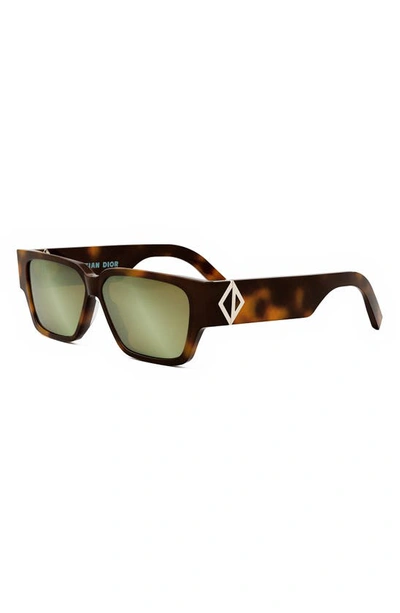 Shop Dior Cd Diamond S5i 56mm Geometric Sunglasses In Blonde Havana / Brown Mirror
