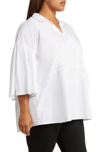 Shop Harshman Maureen Cotton Poplin Tunic Shirt In White