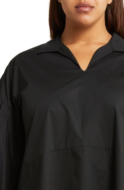 Shop Harshman Maureen Cotton Poplin Tunic Shirt In Black