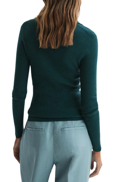 Shop Reiss Sienna Rib Wool Blend Polo Sweater In Green