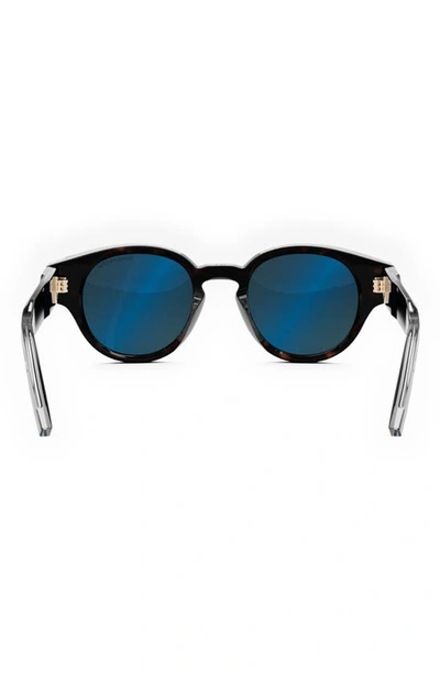 Shop Dior Cd Diamond R2i 48mm Small Round Sunglasses In Havana/ Blue