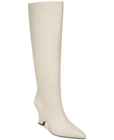 Shop Sam Edelman Women's Vance Sculpted Wedge Dress Boots In Modern Ivory