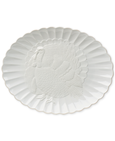 Lenox French Perle Carved Turkey Platter In White