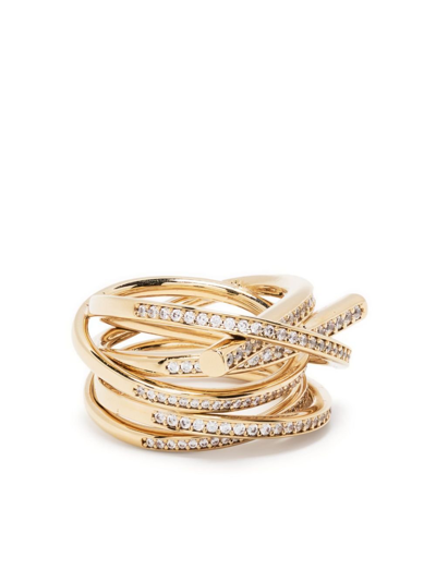 Shop Ferragamo All-over Crystal-embellished Ring In Gold