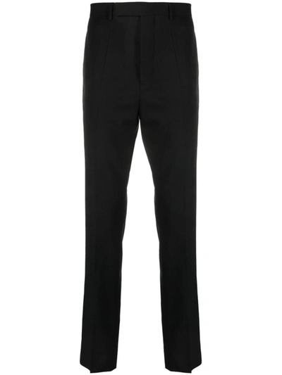 Shop Rick Owens Off-centre Tapered-leg Trousers In Black