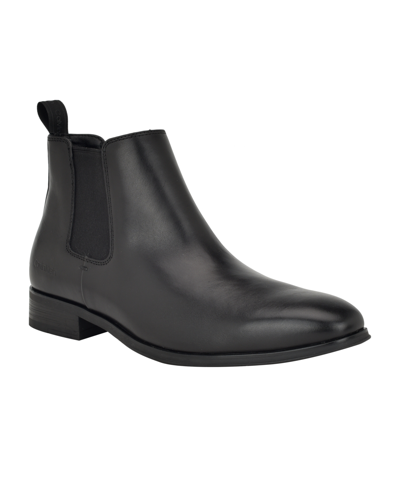 Shop Calvin Klein Men's Donto Slip-on Pointy Toe Boots In Black Leather